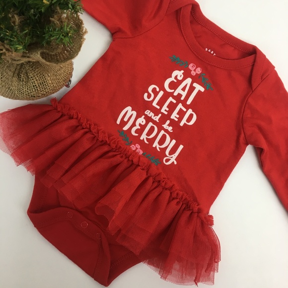 "Eat, Sleep and be Merry" Christmas Bodysuit NEW - Picture 1 of 4